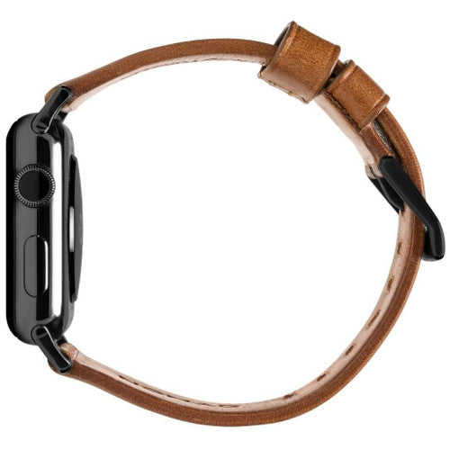 Nomad Horween Modern Leather Strap Apple Watch 38/40/41mm - Rustic Brown (Black Hardware)