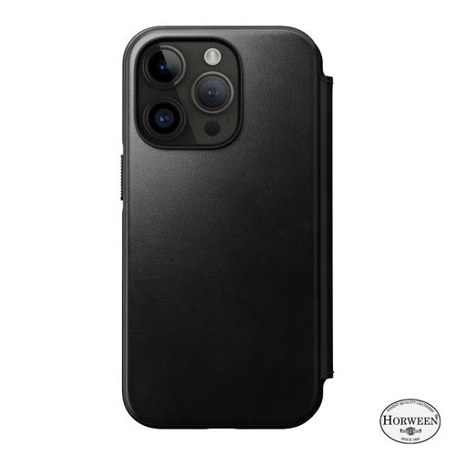 Nomad Modern Horween Leather Folio Case iPhone 14 Pro - Black
