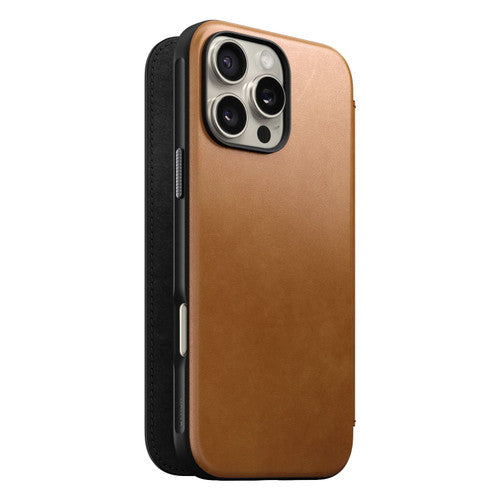 Nomad Modern Leather Folio Case iPhone 16 Pro - English Tan