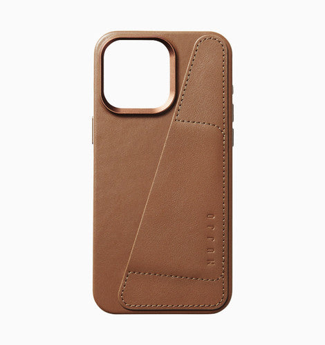 Mujjo Full Leather Wallet Case iPhone 15 Pro Max - Dark Tan