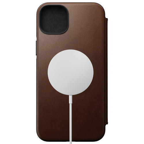 Nomad Modern Leather Folio Case iPhone 14 Plus - Brown