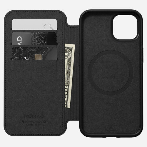 Nomad Modern Leather Folio Case iPhone 13 - Black