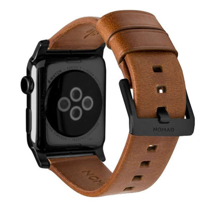 Nomad Horween Modern Leather Strap Apple Watch 38/40/41mm - Rustic Brown (Black Hardware)