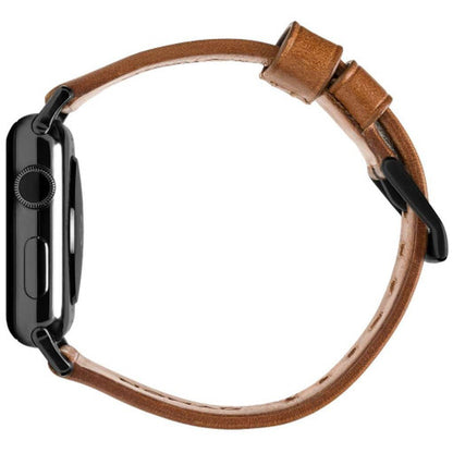 Nomad Horween Modern Leather Strap Apple Watch 38/40/41mm - Rustic Brown (Black Hardware)