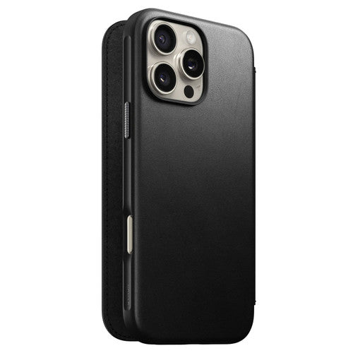 Nomad Modern Leather Folio Case iPhone 16 Pro Max - Black