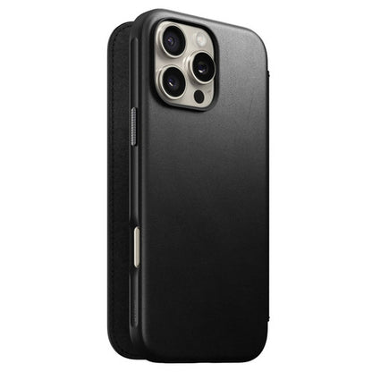 Nomad Modern Leather Folio Case iPhone 16 Pro Max - Black