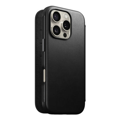 Nomad Modern Leather Folio Case iPhone 16 Pro - Black