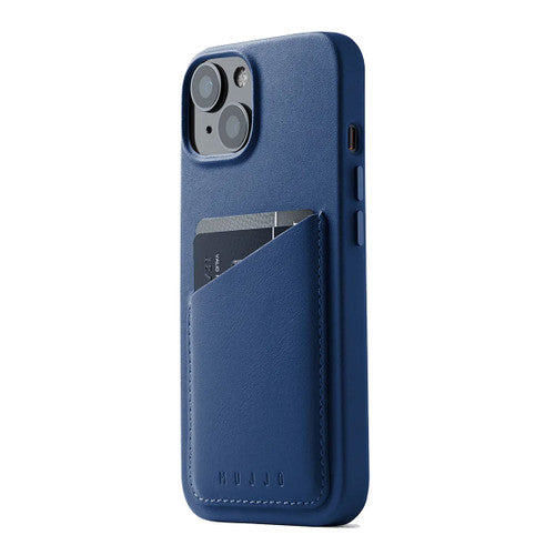 Mujjo Full Leather Wallet Case iPhone 14 - Monaco Blue