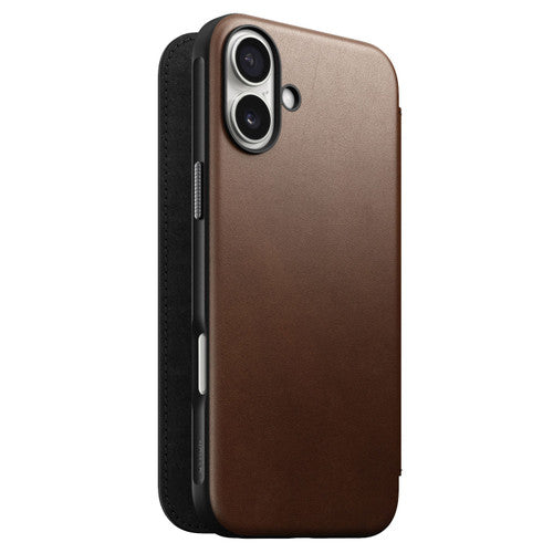 Nomad Modern Leather Folio Case iPhone 16 Plus - Brown
