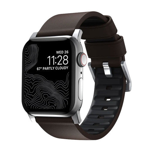 Nomad Active Strap Pro Apple Watch 42/44/45/Ultra 49mm - Silver Hardware/Brown