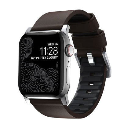 Nomad Active Strap Pro Apple Watch 42/44/45/Ultra 49mm - Silver Hardware/Brown