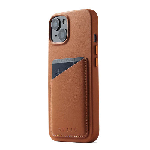 Mujjo Full Leather Wallet Case iPhone 14 - Tan