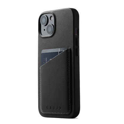 Mujjo Full Leather Wallet Case iPhone 14 - Black