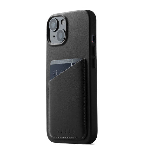 Mujjo Full Leather Wallet Case iPhone 14 - Black