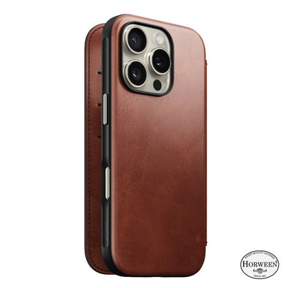 Nomad Modern Horween Leather Folio Case iPhone 16 Pro - Olde Dublin