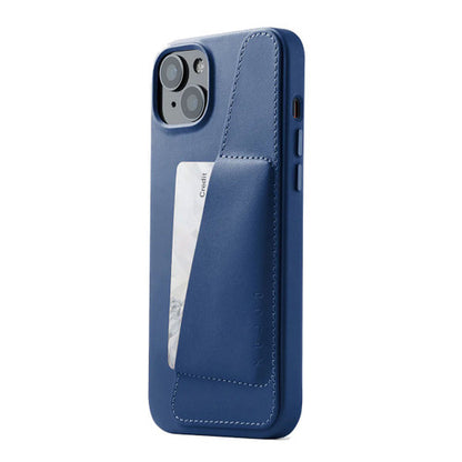 Mujjo Full Leather Wallet Case iPhone 14 Plus/15 Plus - Monaco Blue