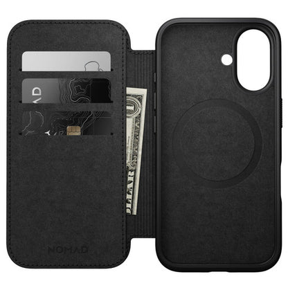Nomad Modern Leather Folio Case iPhone 16 - Black
