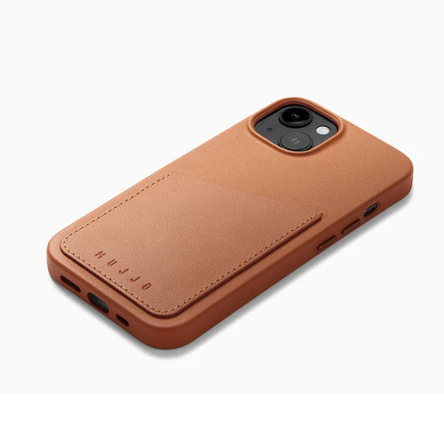Mujjo Full Leather Wallet Case iPhone 14 - Tan
