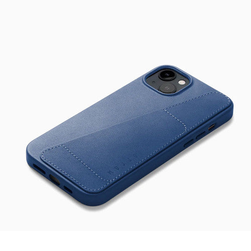 Mujjo Full Leather Wallet Case iPhone 14 Plus - Monaco Blue