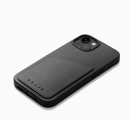 Mujjo Full Leather Wallet Case iPhone 14 - Black