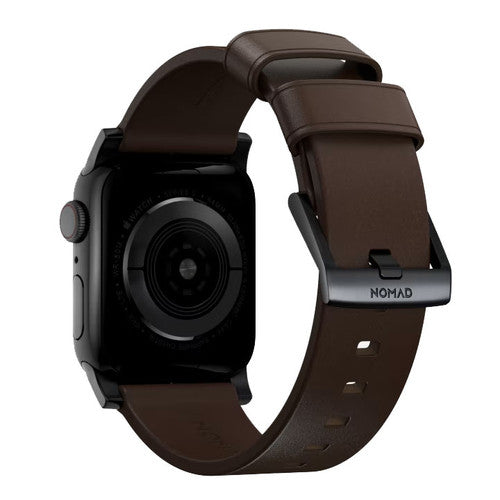 Nomad Modern Band Apple Watch 42/44/45/Ultra 49mm - Rustic Brown (Black hardware)