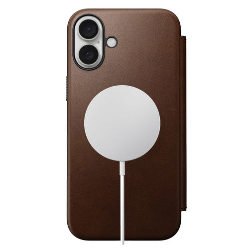 Nomad Modern Leather Folio Case iPhone 16 Plus - Brown