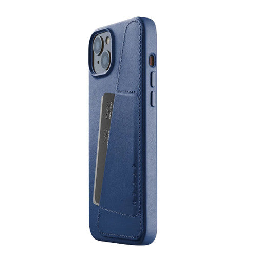 Mujjo Full Leather Wallet Case iPhone 14 Plus/15 Plus - Monaco Blue