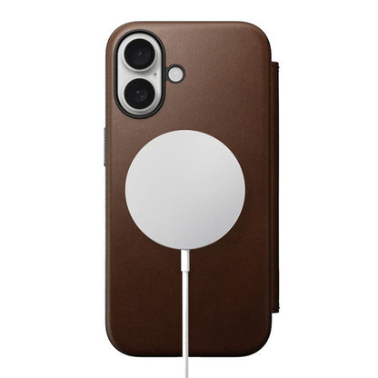 Nomad Modern Leather Folio Case iPhone 16 - Brown