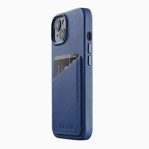 Mujjo Full Leather Wallet Case iPhone 14 - Monaco Blue