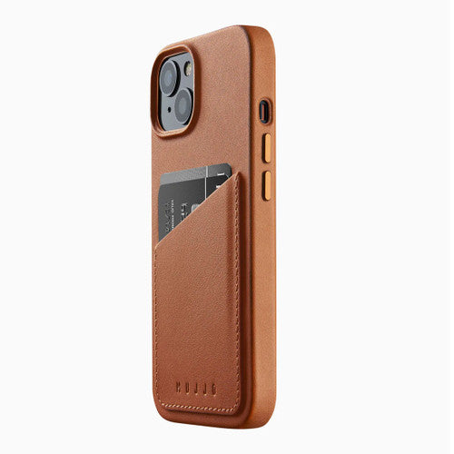 Mujjo Full Leather Wallet Case iPhone 14 - Tan