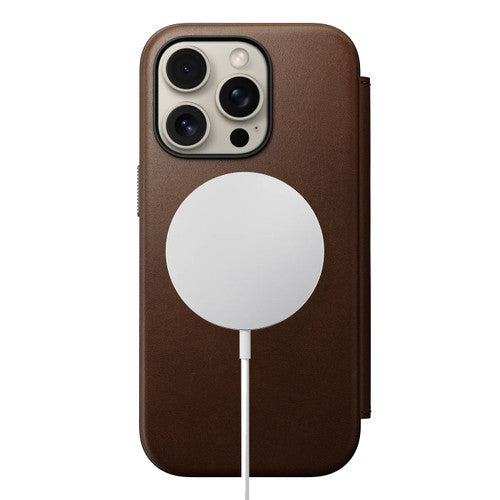 Nomad Modern Leather Folio Case iPhone 16 Pro - Brown