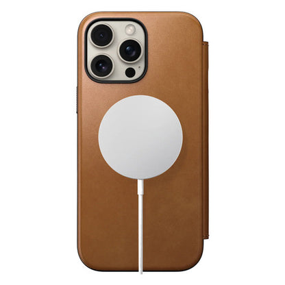 Nomad Modern Leather Folio Case iPhone 16 Pro - English Tan