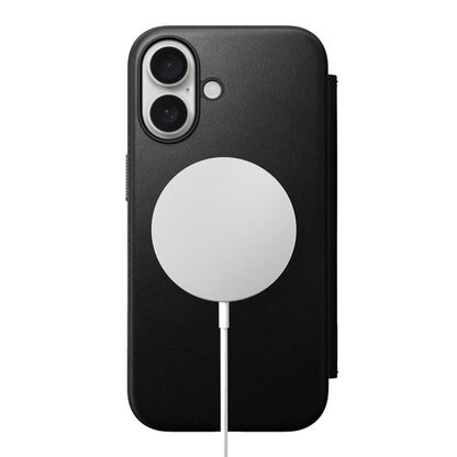 Nomad Modern Leather Folio Case iPhone 16 - Black