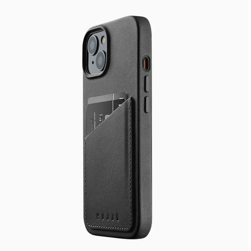 Mujjo Full Leather Wallet Case iPhone 14 - Black