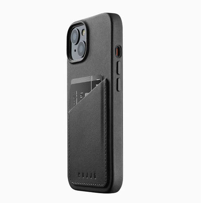 Mujjo Full Leather Wallet Case iPhone 14 - Black