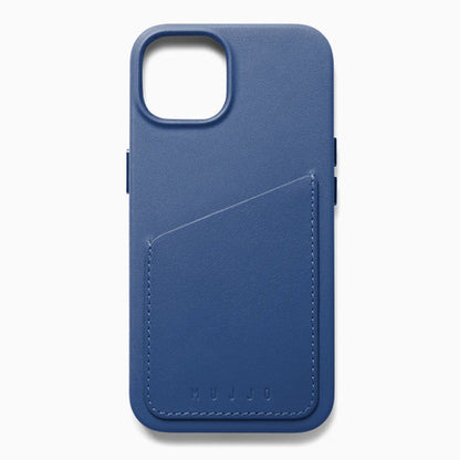 Mujjo Full Leather Wallet Case iPhone 14 - Monaco Blue