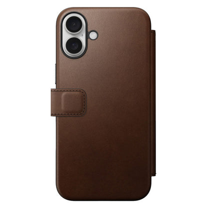 Nomad Modern Leather Folio Case iPhone 16 Plus - Brown