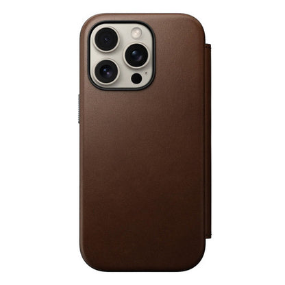 Nomad Modern Leather Folio Case iPhone 16 Pro - Brown