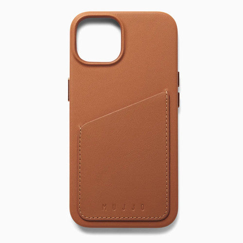 Mujjo Full Leather Wallet Case iPhone 14 - Tan