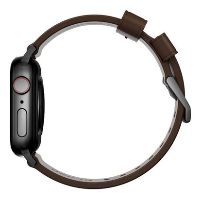 Nomad Modern Band Apple Watch 42/44/45/Ultra 49mm - Rustic Brown (Black hardware)