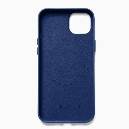 Mujjo Full Leather MagSafe Case iPhone 14 Plus/15 Plus - Monaco Blue