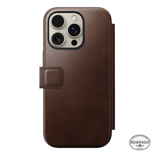 Nomad Modern Horween Leather Folio Case iPhone 16 Pro - Brown