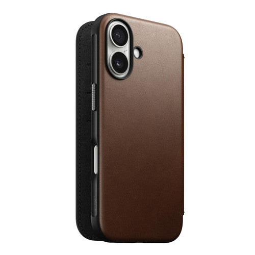 Nomad Modern Leather Folio Case iPhone 16 - Brown