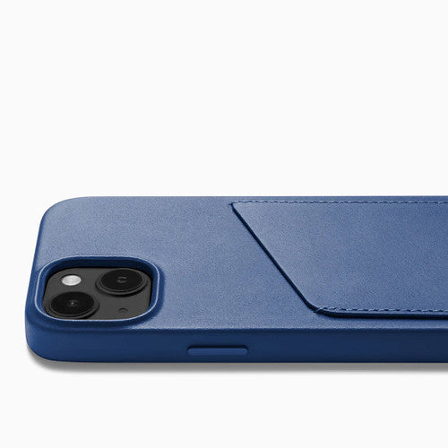 Mujjo Full Leather Wallet Case iPhone 14 - Monaco Blue