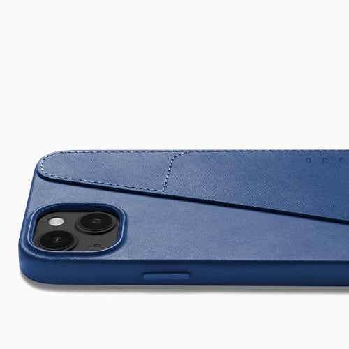 Mujjo Full Leather Wallet Case iPhone 14 Plus/15 Plus - Monaco Blue