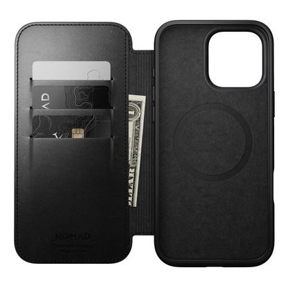 Nomad Modern Horween Leather Folio Case iPhone 16 Pro Max - Black