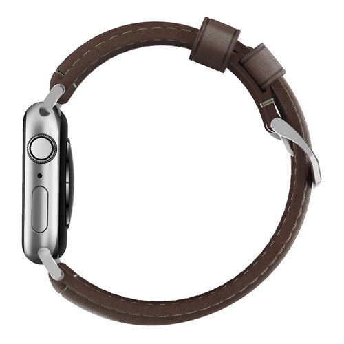 Nomad Traditional Strap Apple Watch 42/44/45/Ultra 49mm - Rustic Brown (Silver Hardware)