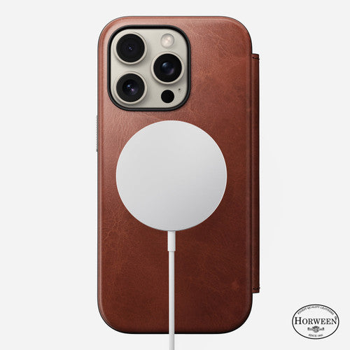 Nomad Modern Horween Leather Folio Case iPhone 16 Pro - Olde Dublin
