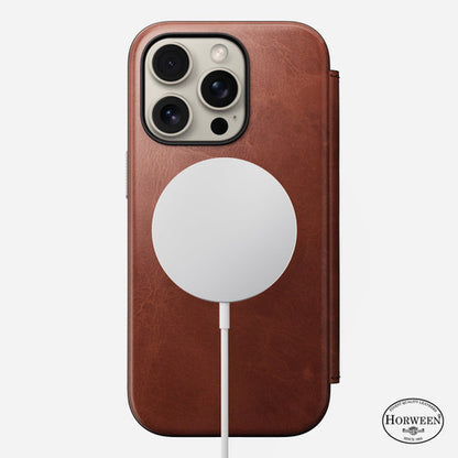 Nomad Modern Horween Leather Folio Case iPhone 16 Pro - Olde Dublin