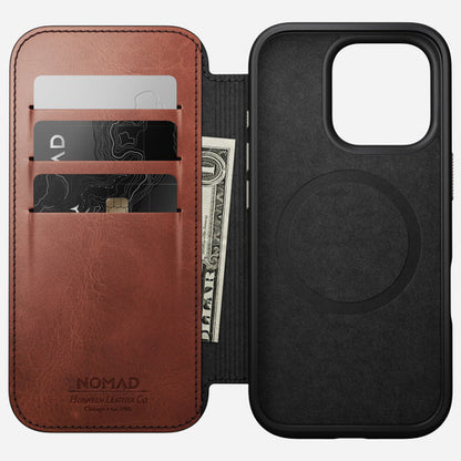 Nomad Modern Horween Leather Folio Case iPhone 16 Pro - Olde Dublin